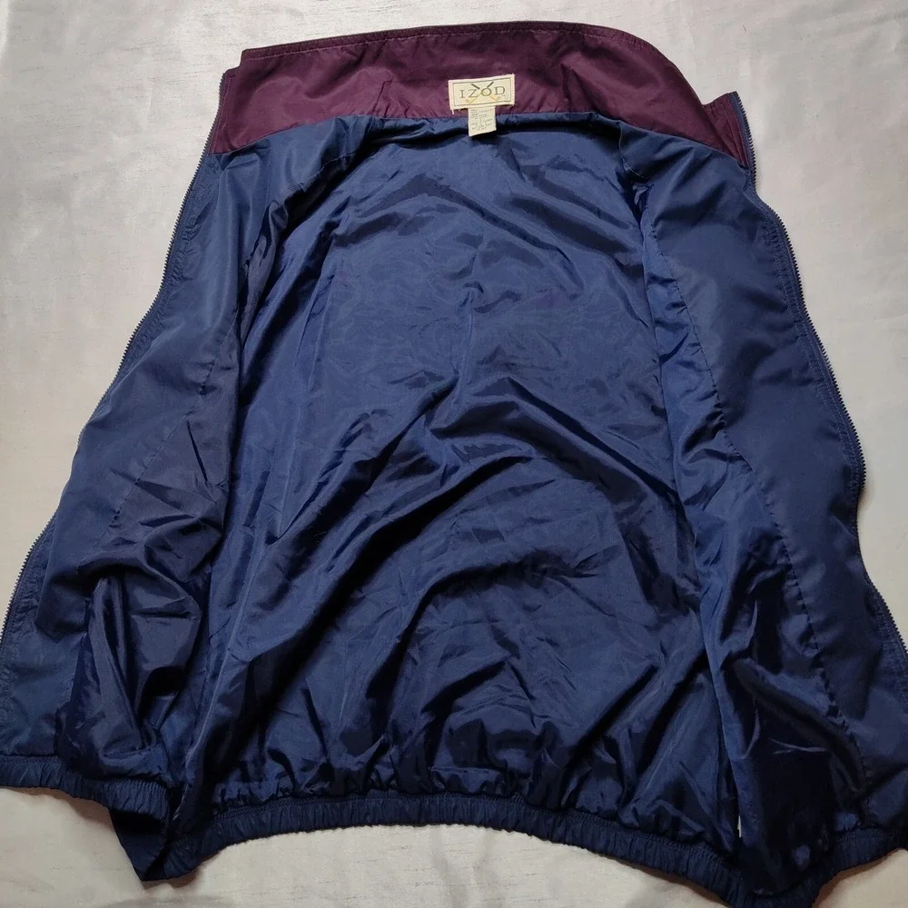 VTG IZOD GOLF Men‎ Large Blue Lined Double-Sided Embroidered Windbreaker Vest